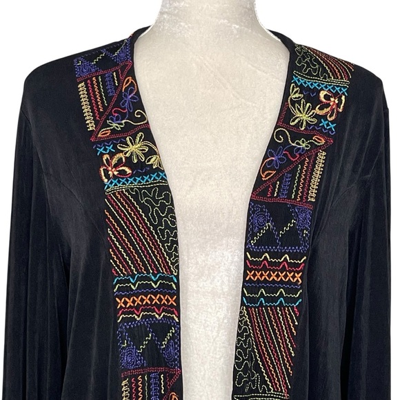 Chico’s Travelers Embroidered Open Front Jacket Cardigan Women’s Size 1 US M - Picture 2 of 9